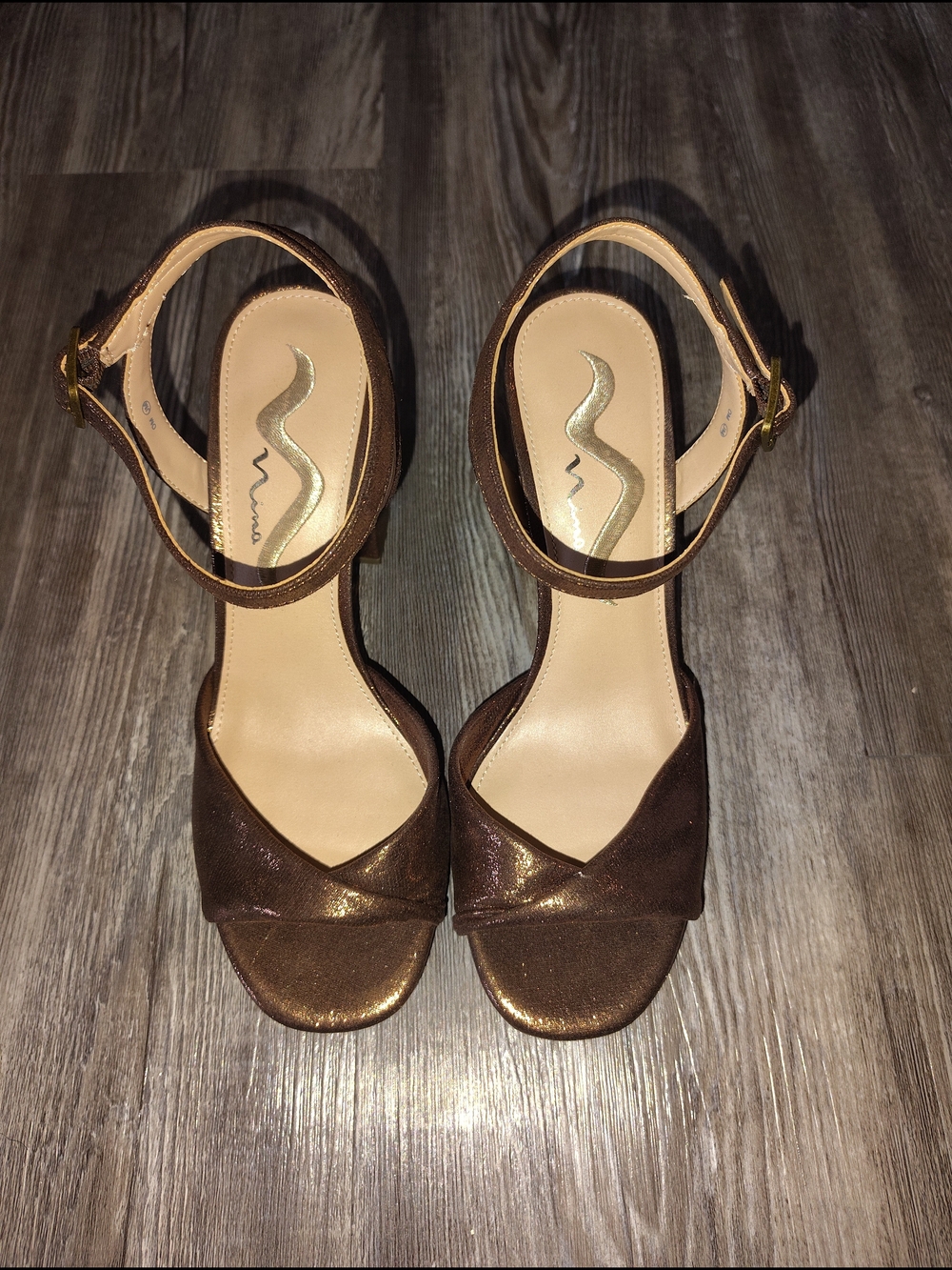 Nina Brown Metallic Ankle-Strap Dress Sandals